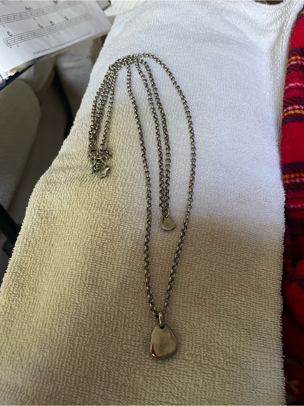 UNO de 50 Polished Silver Teardrop Long Double Pendant Necklace